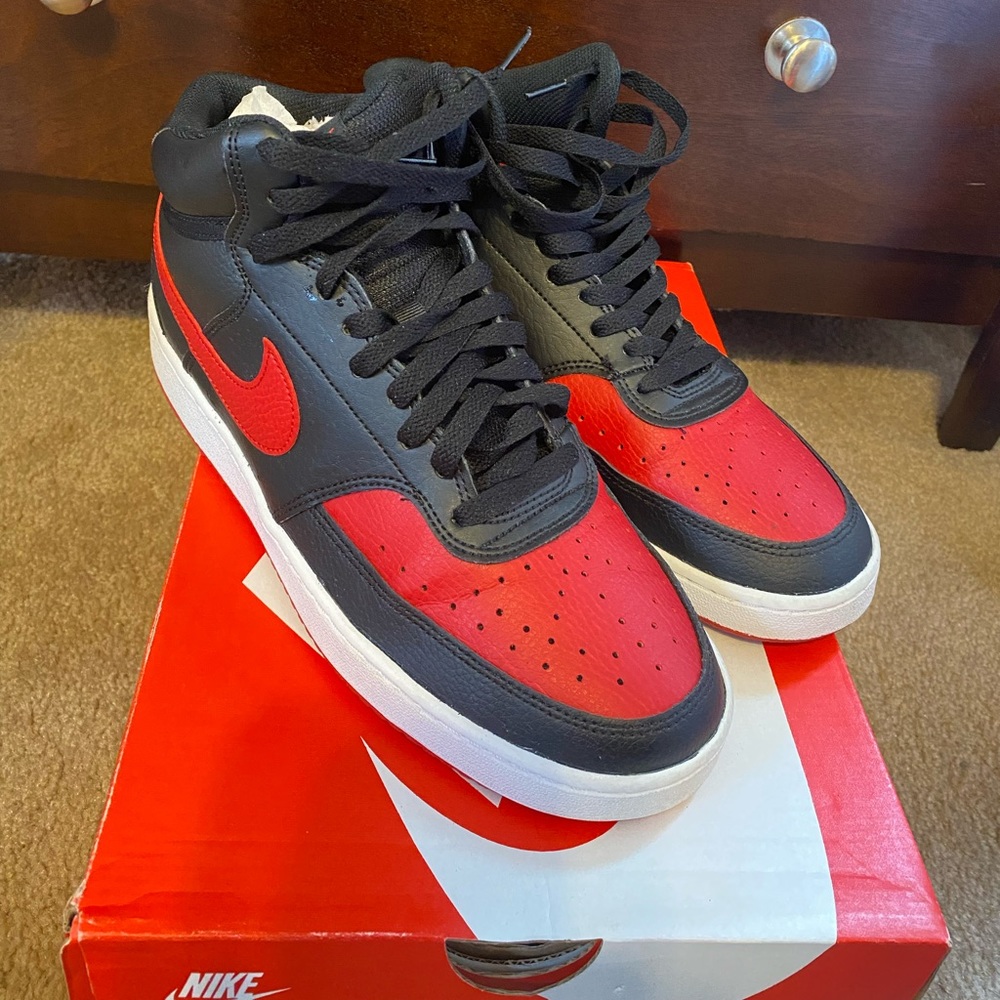 Nike Court Vision Mid. Men’s size 9. Red/Black